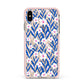 Blue and White Flowers Apple iPhone Xs Max Impact Case Pink Edge on Gold Phone