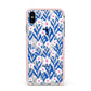 Blue and White Flowers Apple iPhone Xs Max Impact Case Pink Edge on Silver Phone