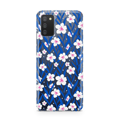 Blue and White Flowers Samsung A02s Case