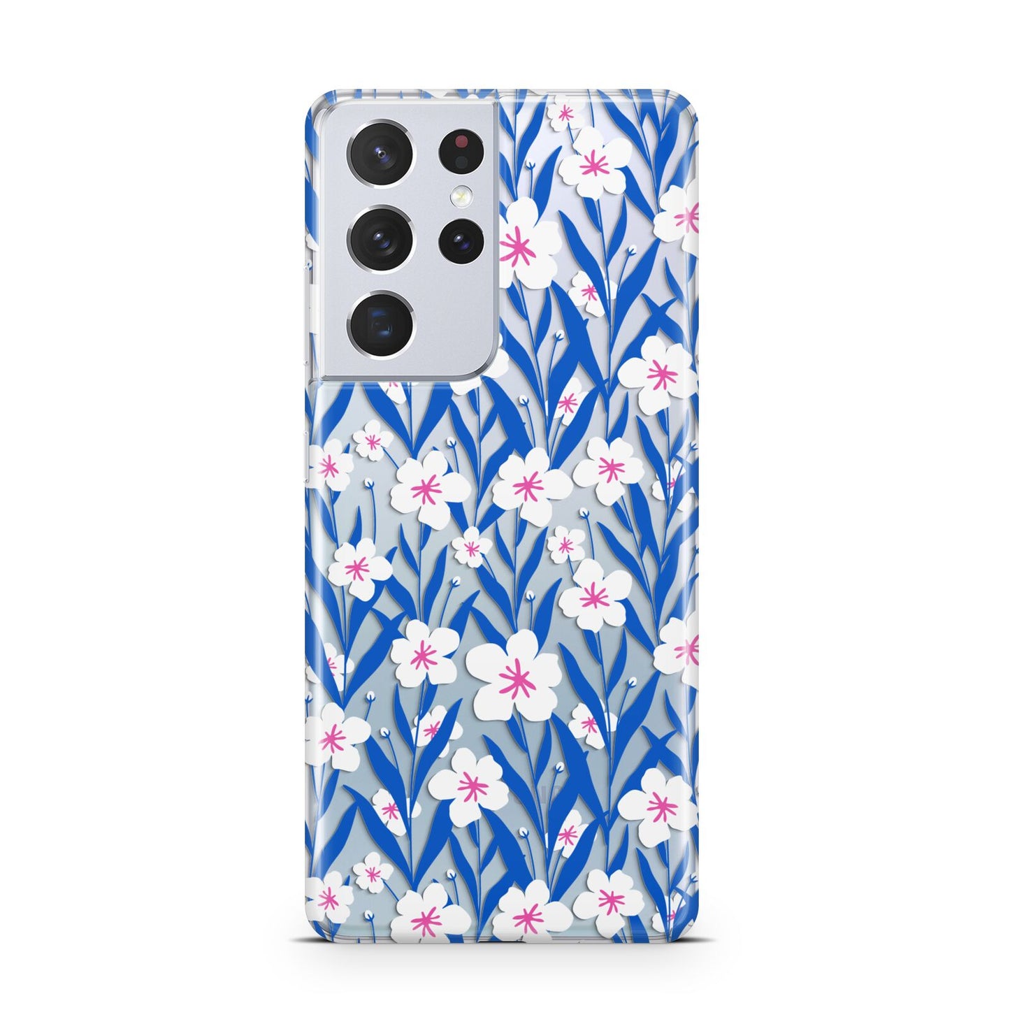 Blue and White Flowers Samsung S21 Ultra Case
