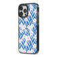 Blue and White Flowers iPhone 13 Pro Max Black Impact Case Side Angle on Silver phone