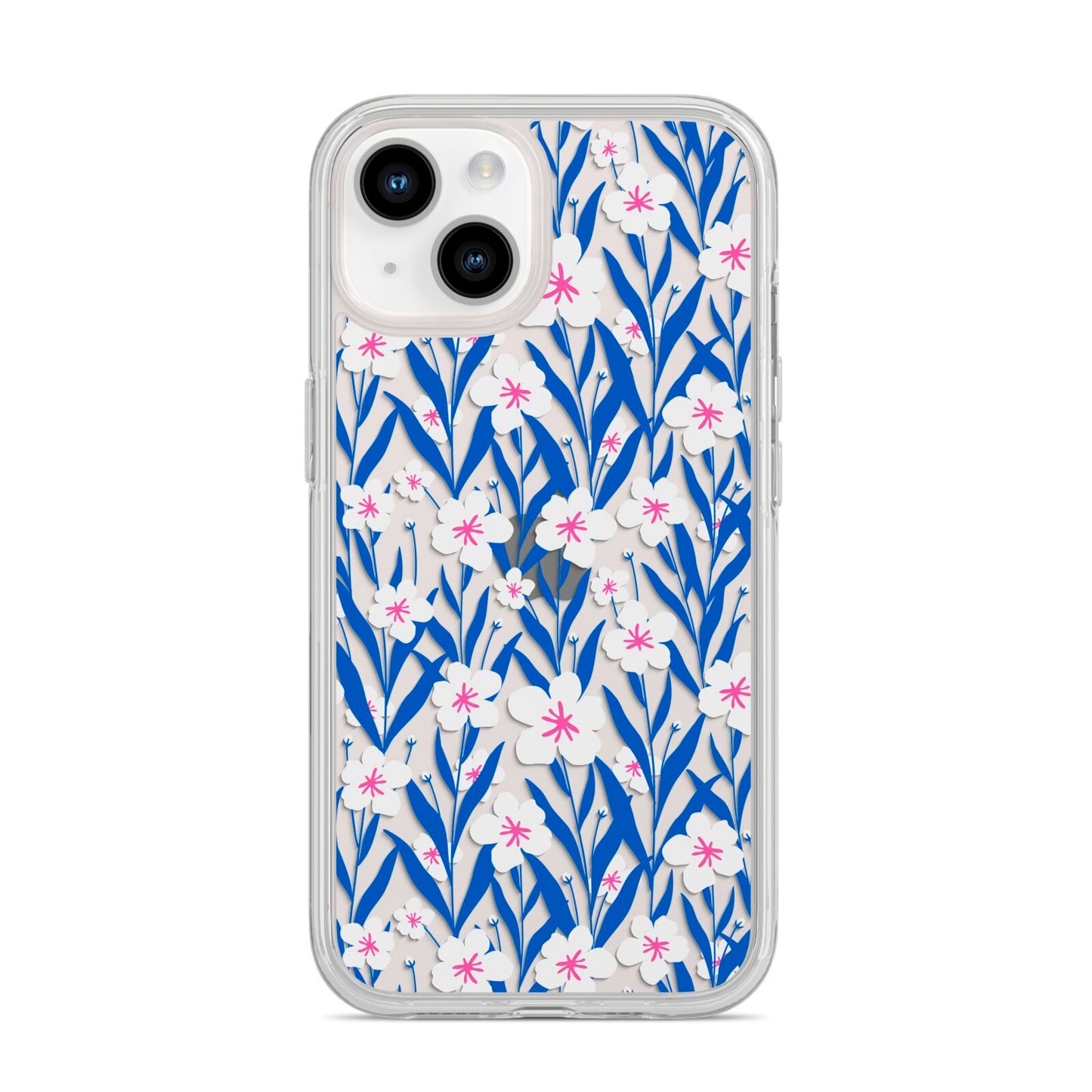 Blue and White Flowers iPhone 14 Clear Tough Case Starlight