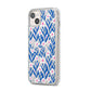 Blue and White Flowers iPhone 14 Plus Clear Tough Case Starlight Angled Image