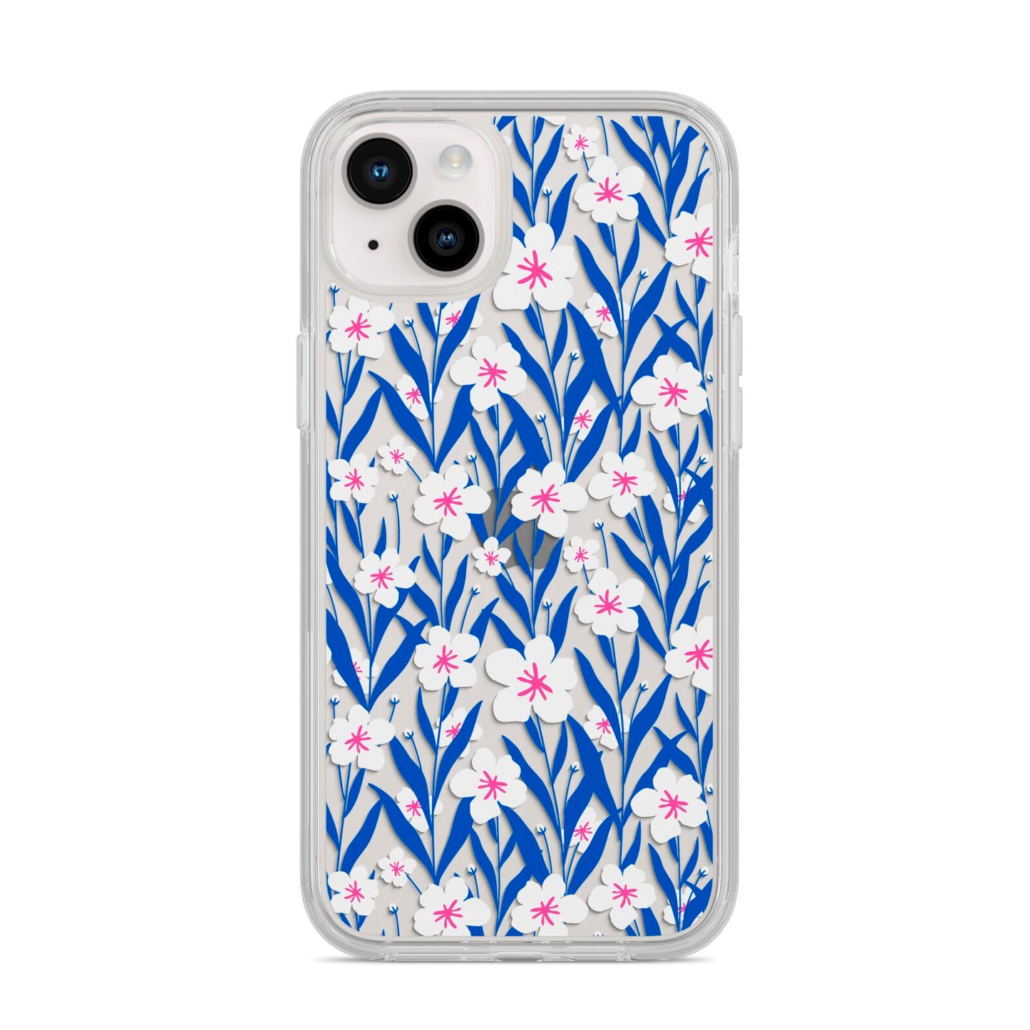 Blue and White Flowers iPhone 14 Plus Clear Tough Case Starlight