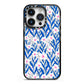 Blue and White Flowers iPhone 14 Pro Black Impact Case on Silver phone