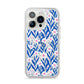 Blue and White Flowers iPhone 14 Pro Clear Tough Case Silver