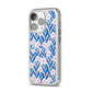Blue and White Flowers iPhone 14 Pro Glitter Tough Case Silver Angled Image