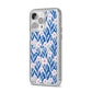 Blue and White Flowers iPhone 14 Pro Max Clear Tough Case Silver Angled Image