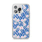 Blue and White Flowers iPhone 14 Pro Max Clear Tough Case Silver