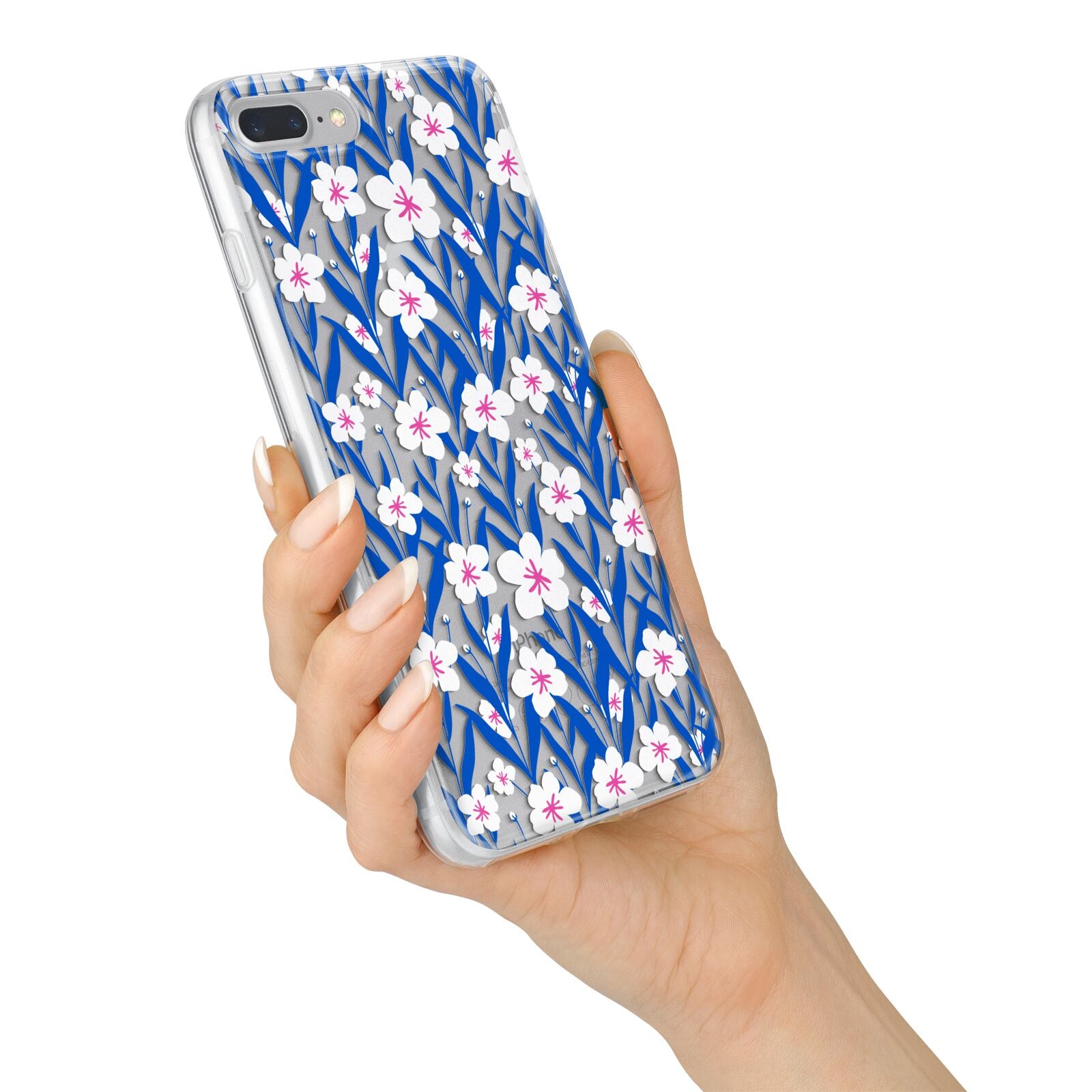 Blue and White Flowers iPhone 7 Plus Bumper Case on Silver iPhone Alternative Image
