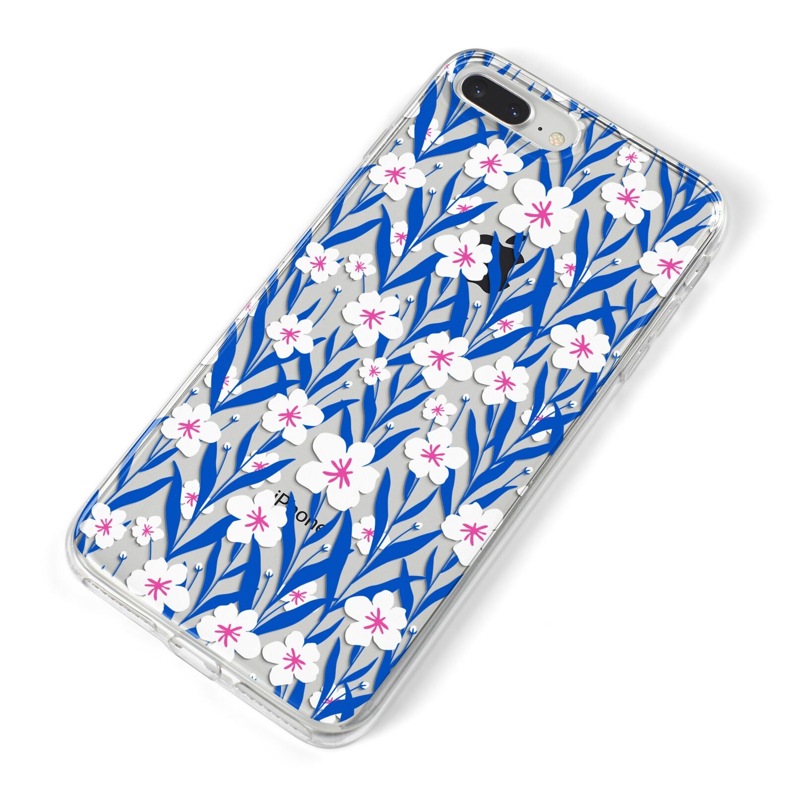 Blue and White Flowers iPhone 8 Plus Bumper Case on Silver iPhone Alternative Image