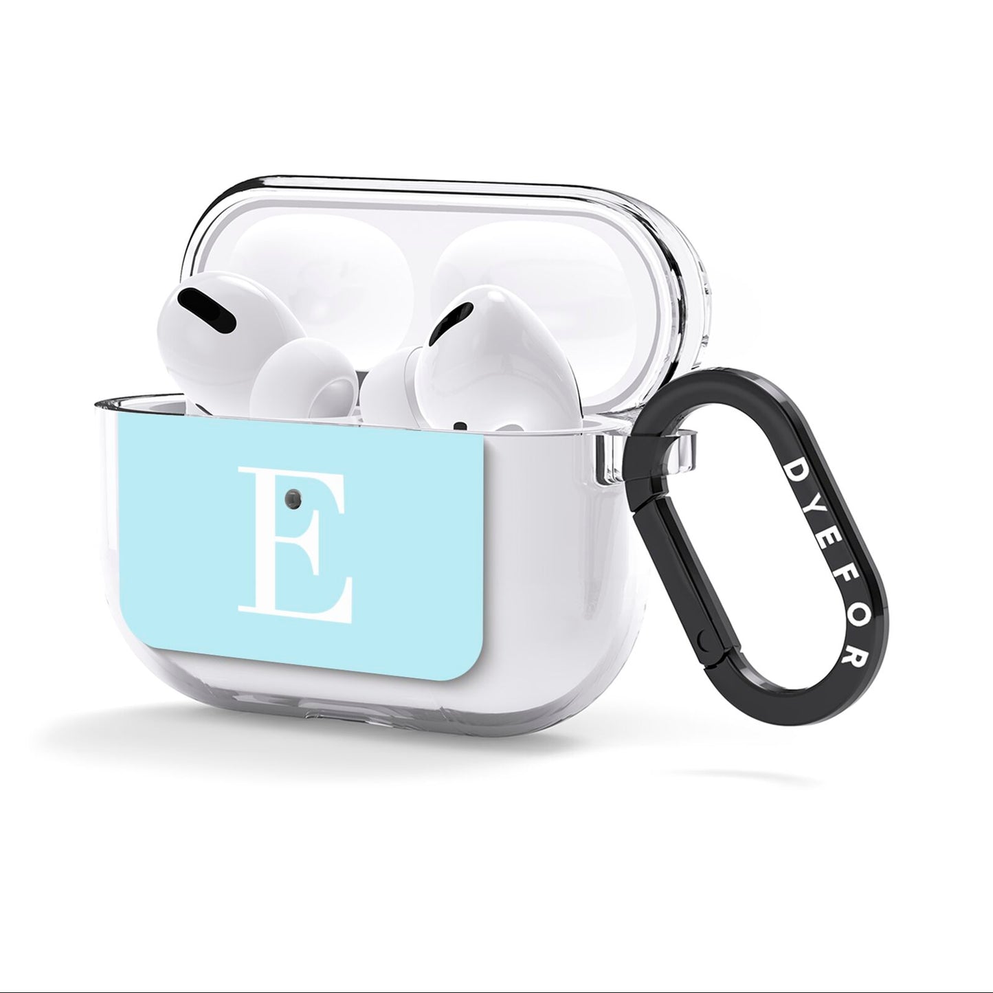 Blue with White Personalised Monogram AirPods Clear Case 3rd Gen Side Image