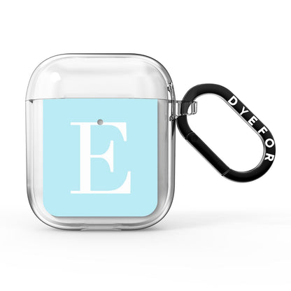 Blue with White Personalised Monogram AirPods Clear Case