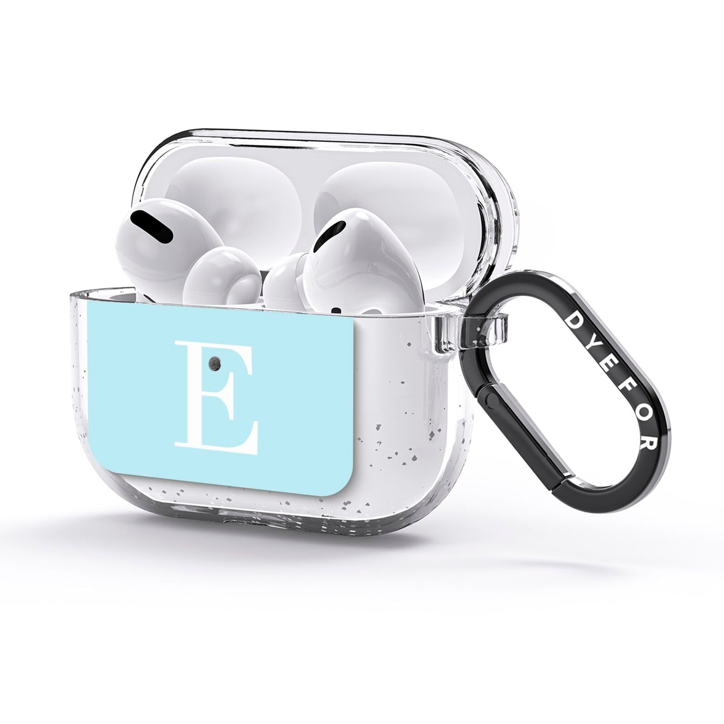 Blue with White Personalised Monogram AirPods Glitter Case 3rd Gen Side Image