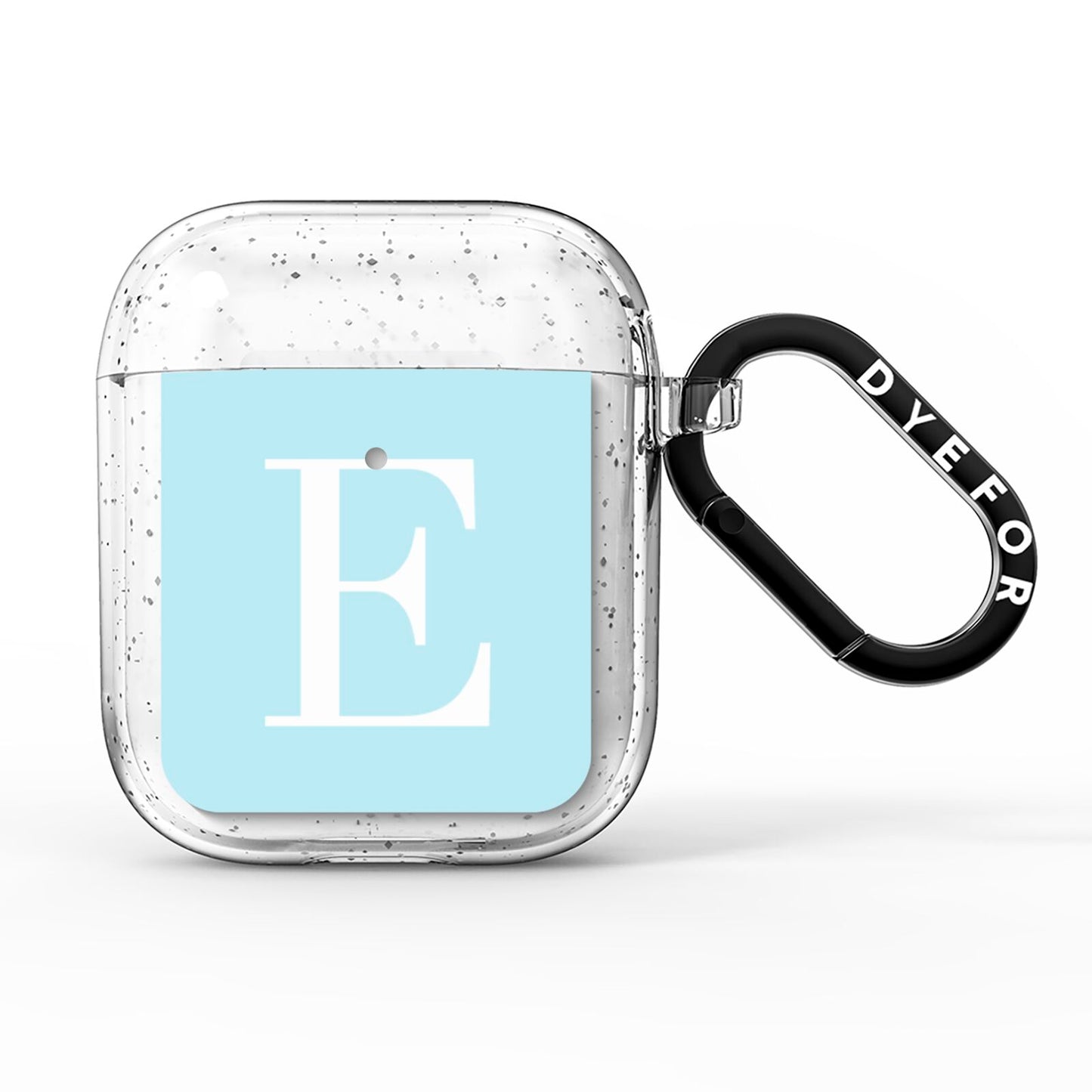 Blue with White Personalised Monogram AirPods Glitter Case