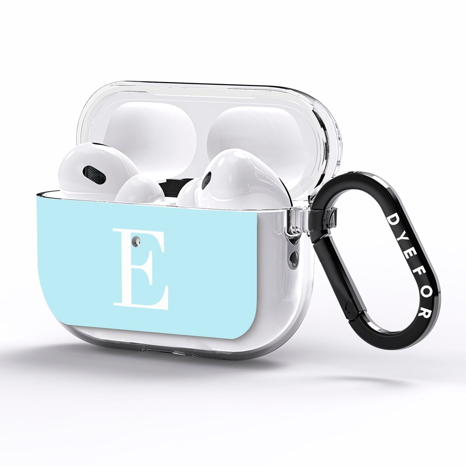 Blue with White Personalised Monogram AirPods Pro Clear Case Side Image