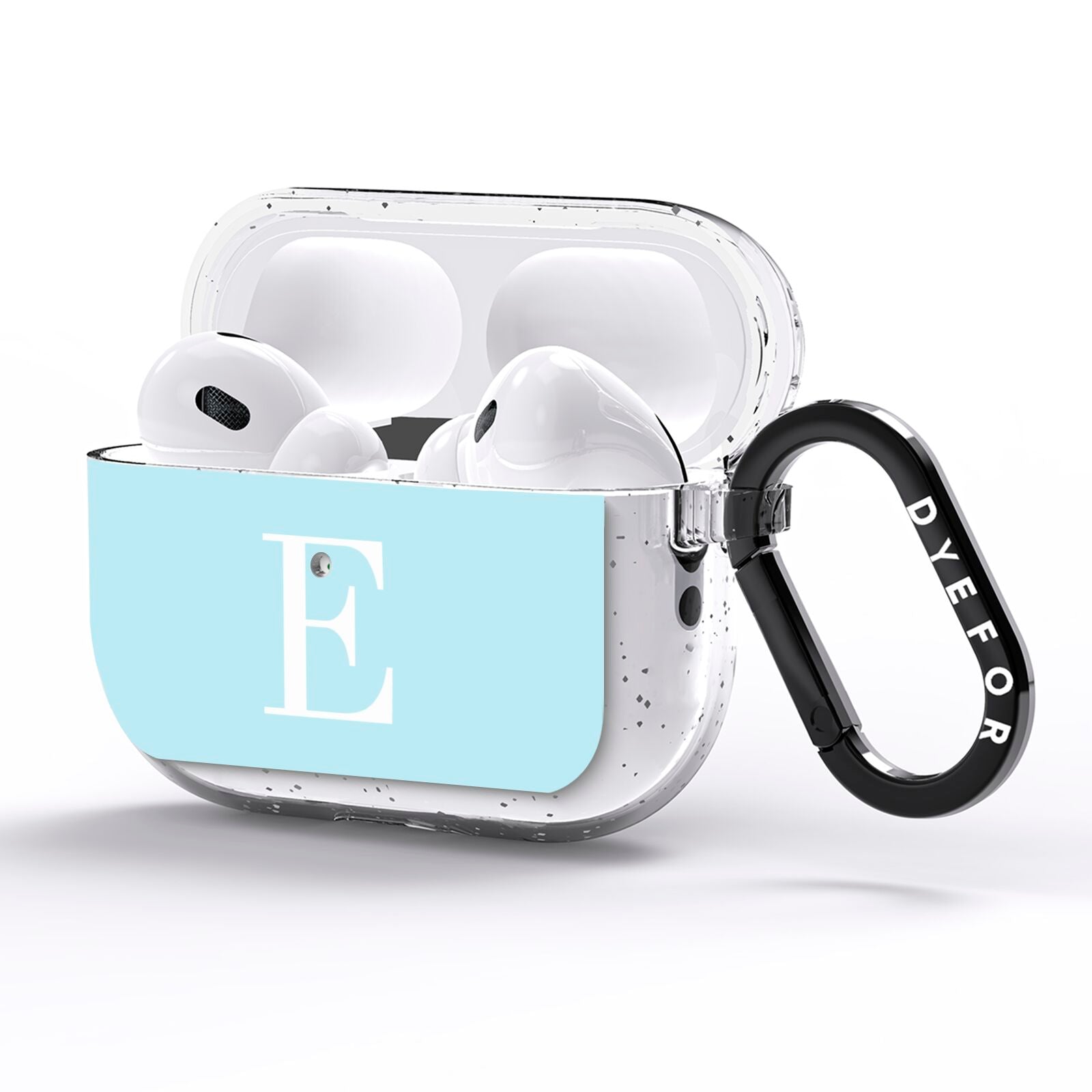 Blue with White Personalised Monogram AirPods Pro Glitter Case Side Image