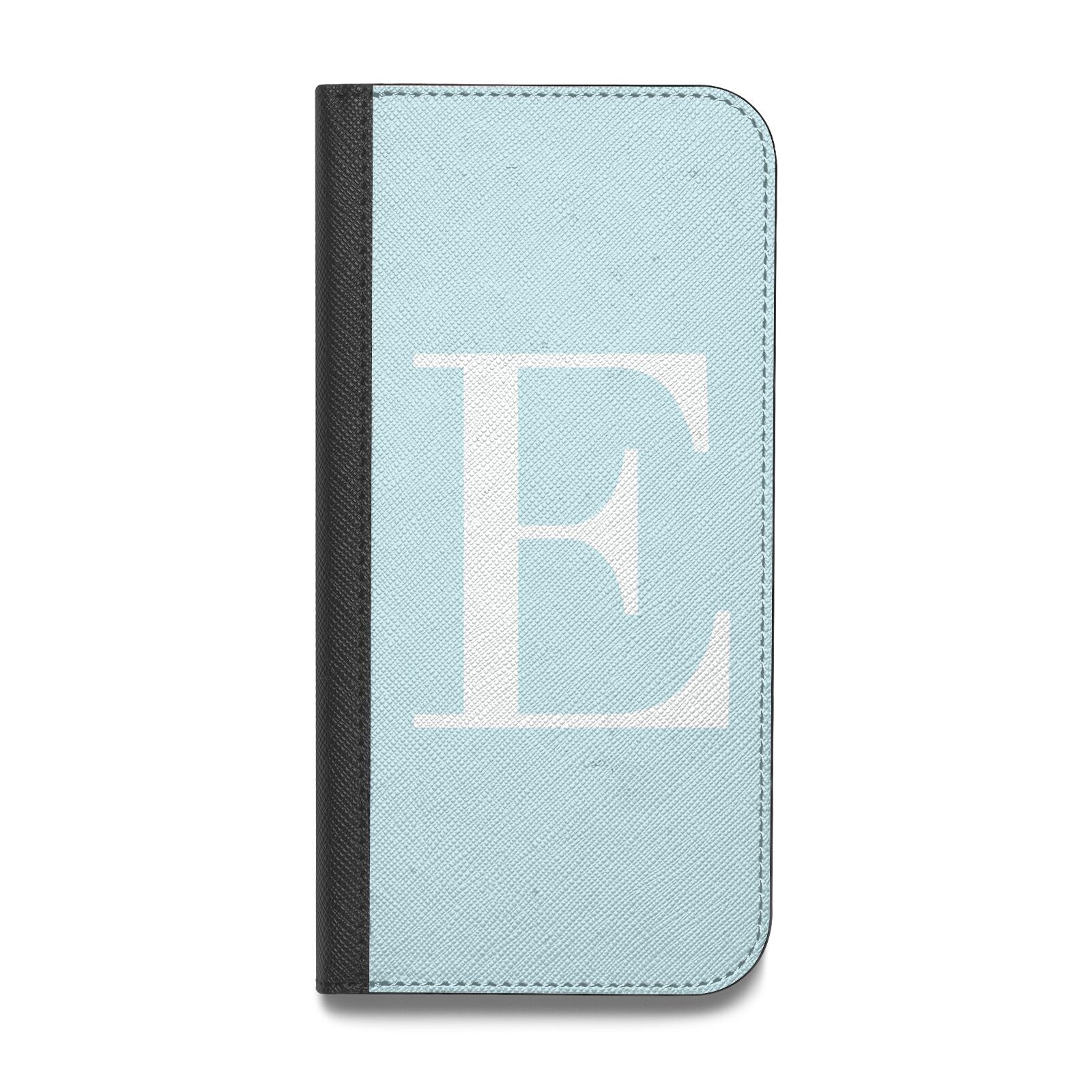 Blue with White Personalised Monogram Vegan Leather Flip Samsung Case