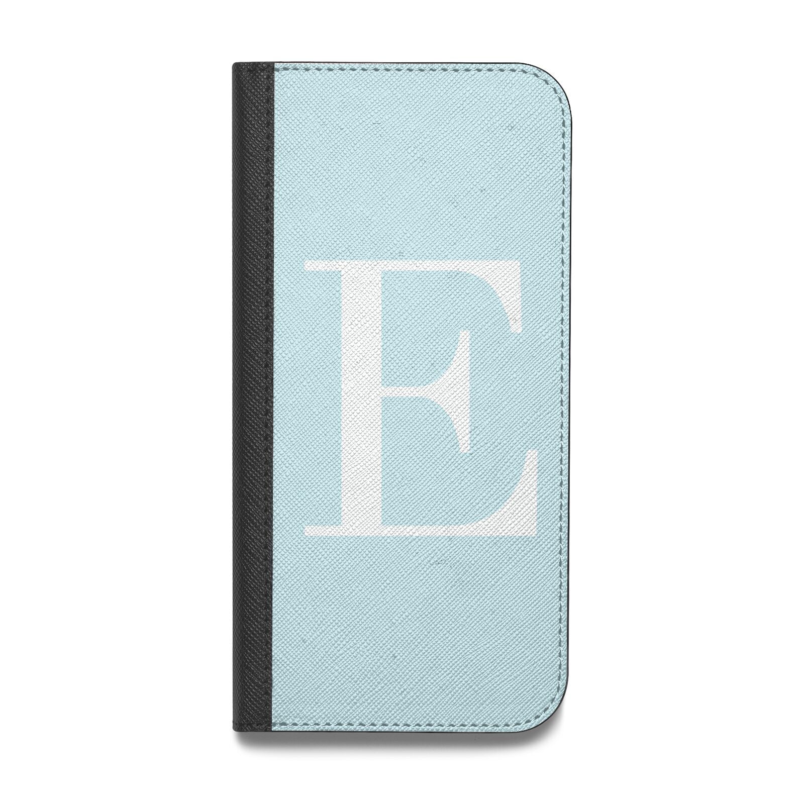 Blue with White Personalised Monogram Vegan Leather Flip iPhone Case