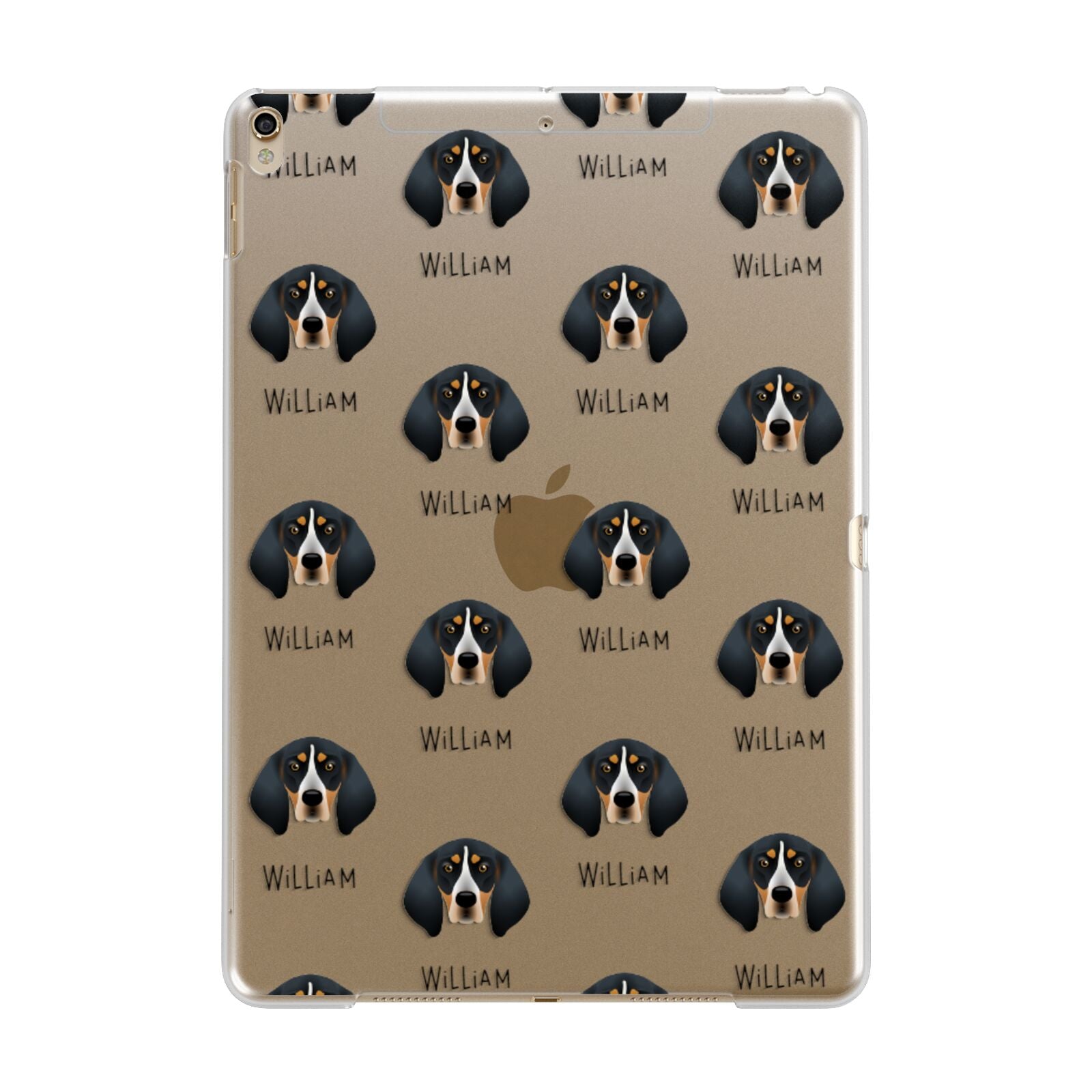 Bluetick Coonhound Icon with Name Apple iPad Gold Case