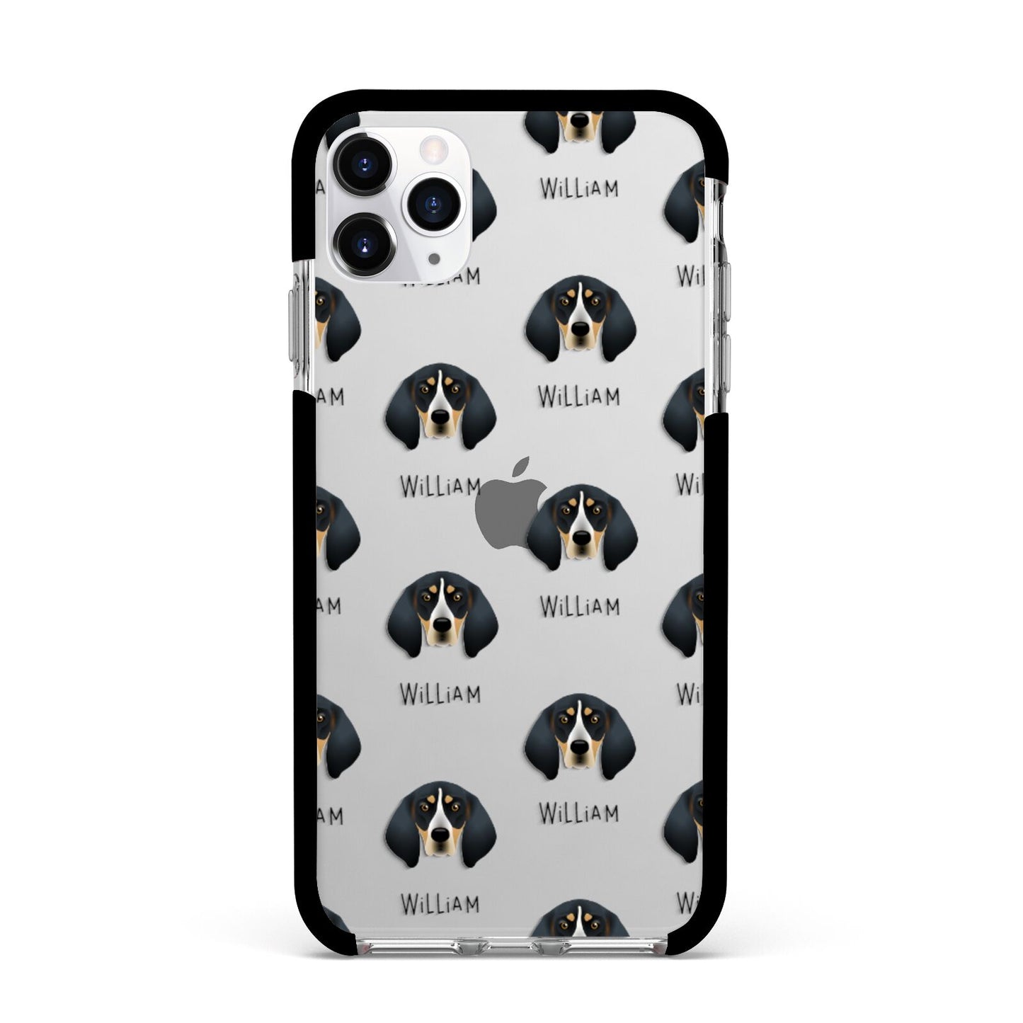 Bluetick Coonhound Icon with Name Apple iPhone 11 Pro Max in Silver with Black Impact Case