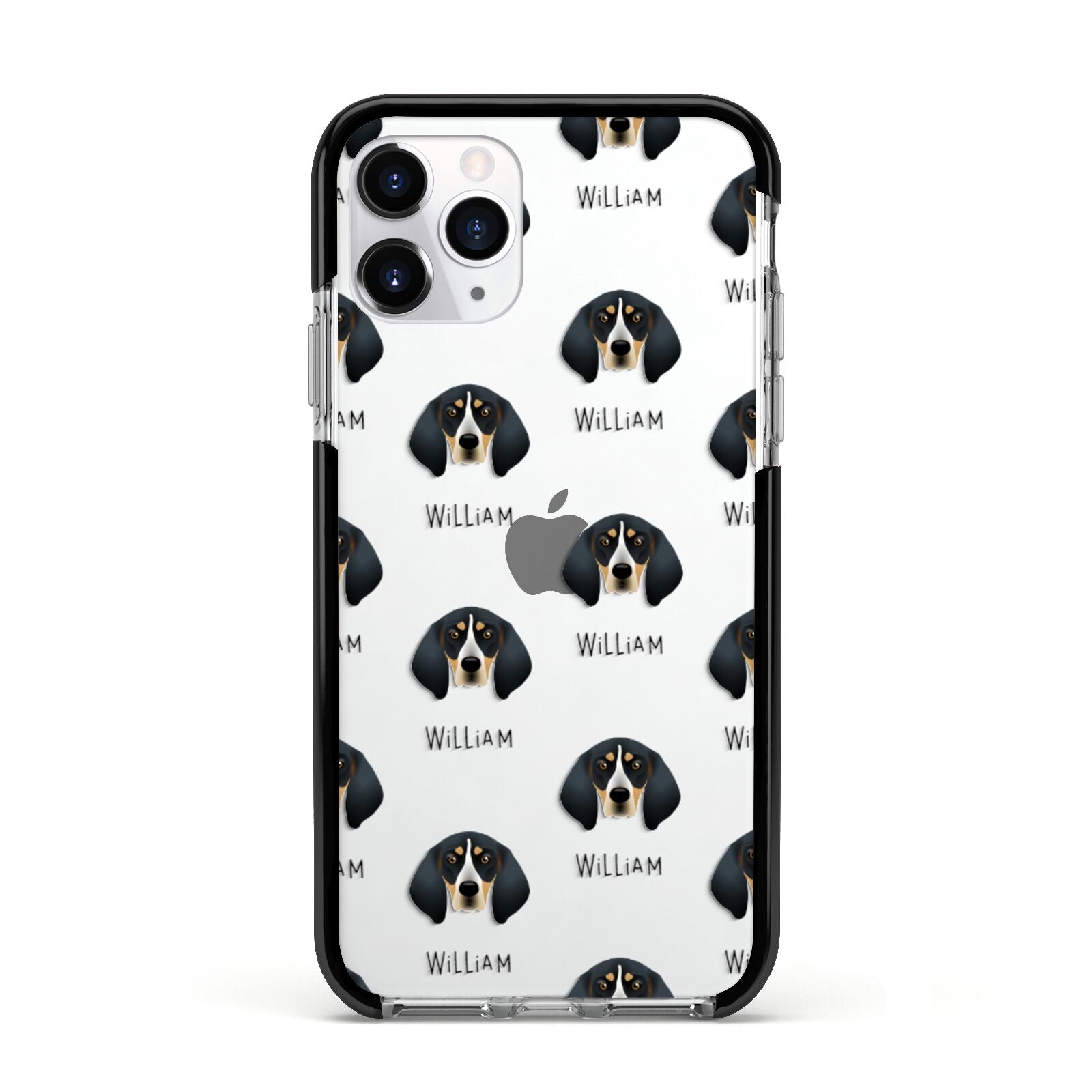 Bluetick Coonhound Icon with Name Apple iPhone 11 Pro in Silver with Black Impact Case