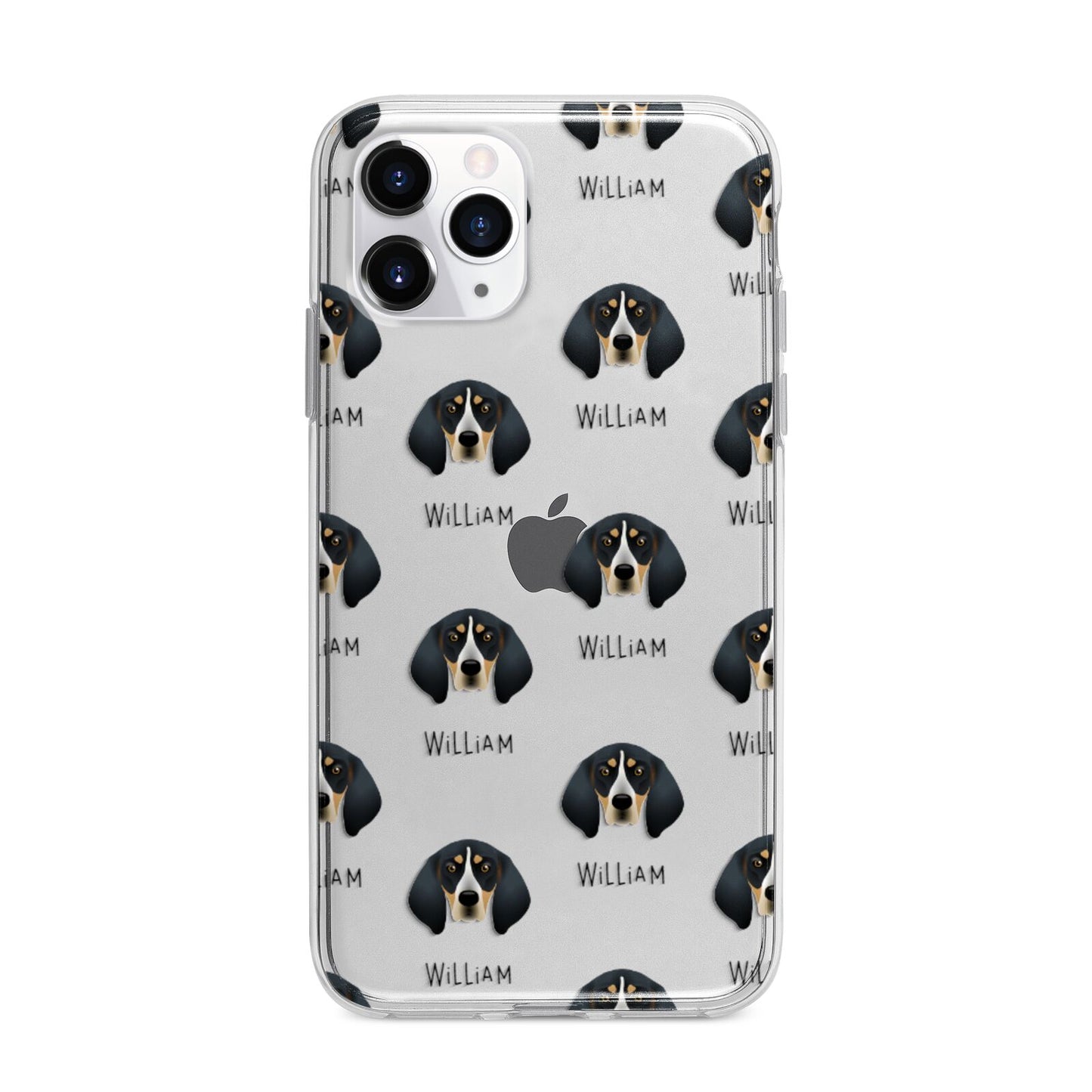 Bluetick Coonhound Icon with Name Apple iPhone 11 Pro in Silver with Bumper Case