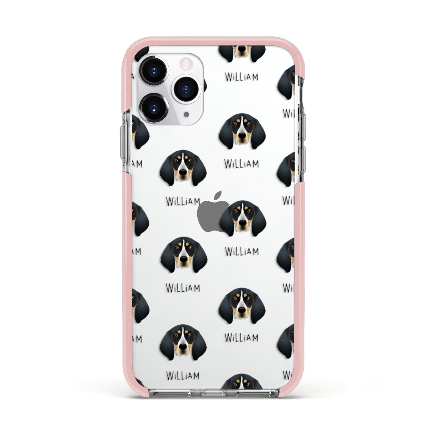 Bluetick Coonhound Icon with Name Apple iPhone 11 Pro in Silver with Pink Impact Case