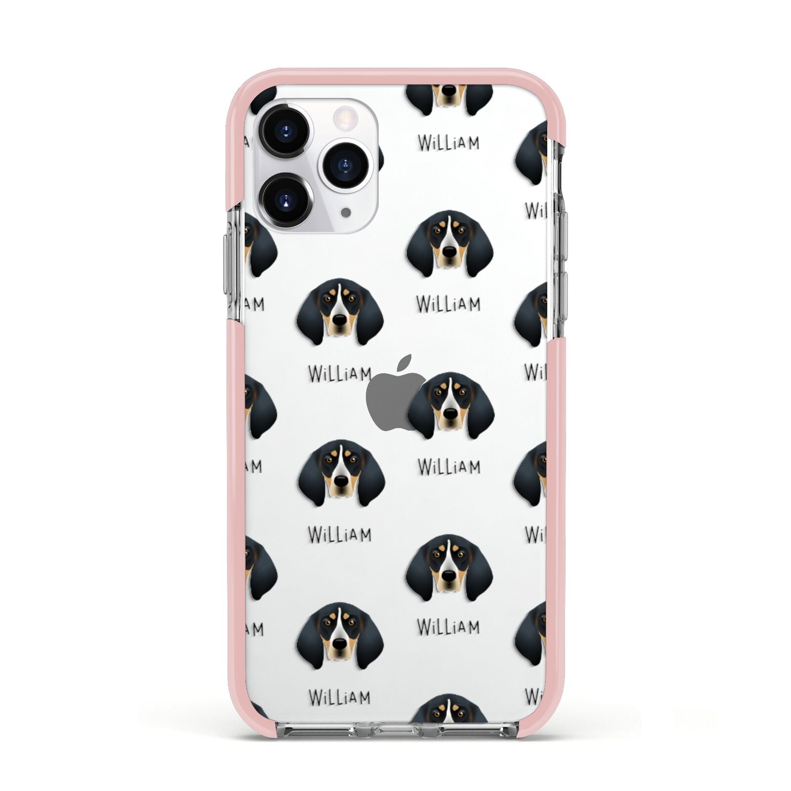Bluetick Coonhound Icon with Name Apple iPhone 11 Pro in Silver with Pink Impact Case