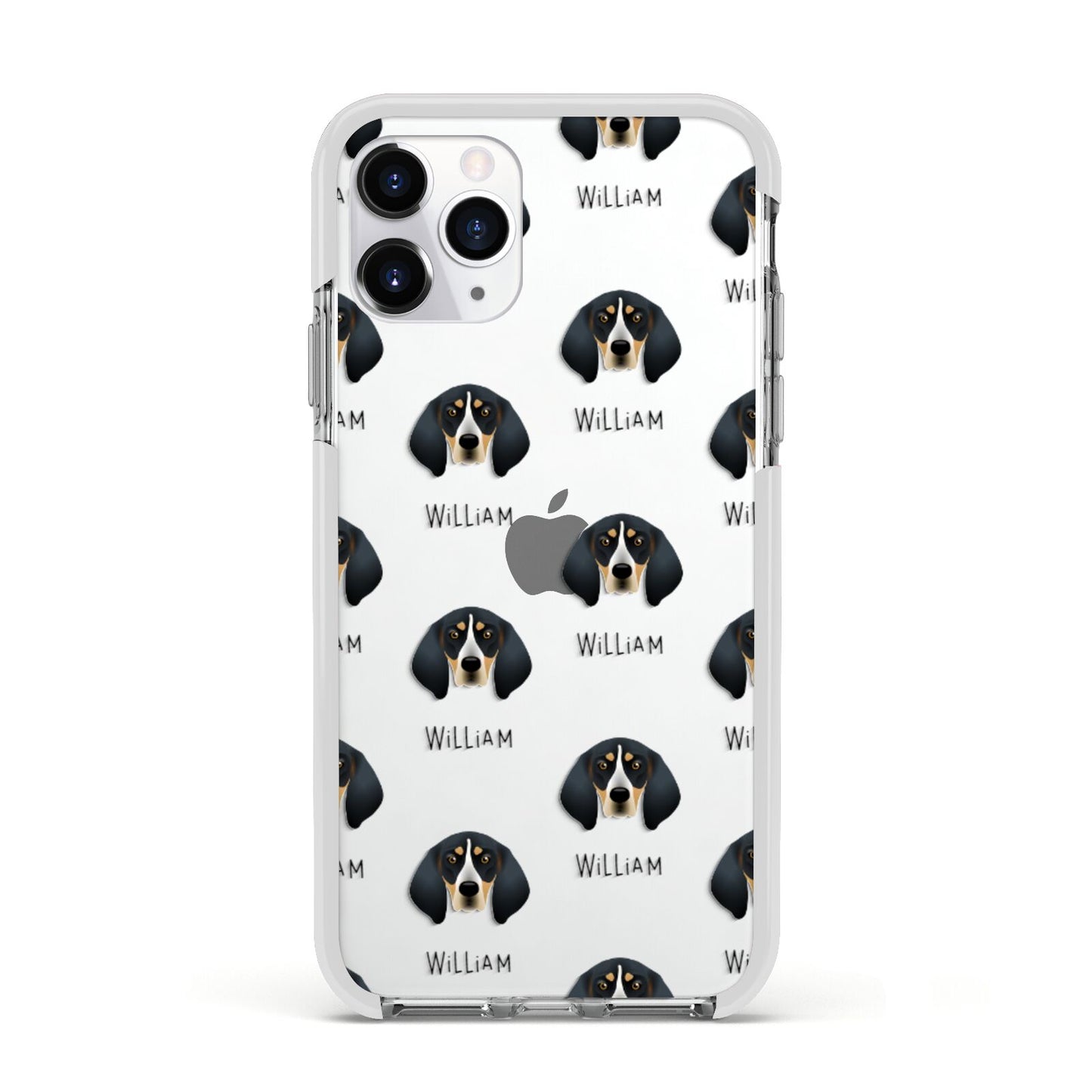 Bluetick Coonhound Icon with Name Apple iPhone 11 Pro in Silver with White Impact Case