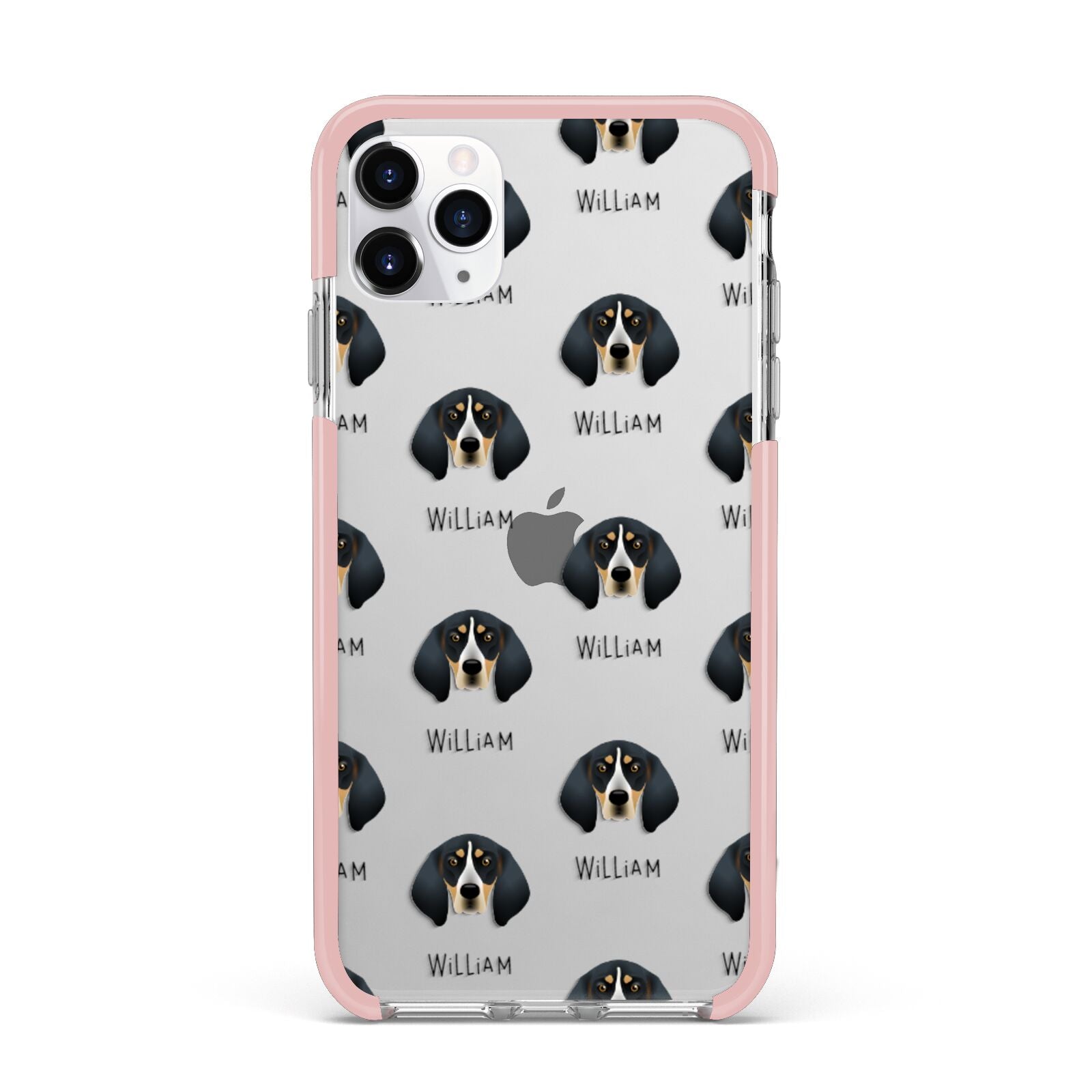 Bluetick Coonhound Icon with Name iPhone 11 Pro Max Impact Pink Edge Case