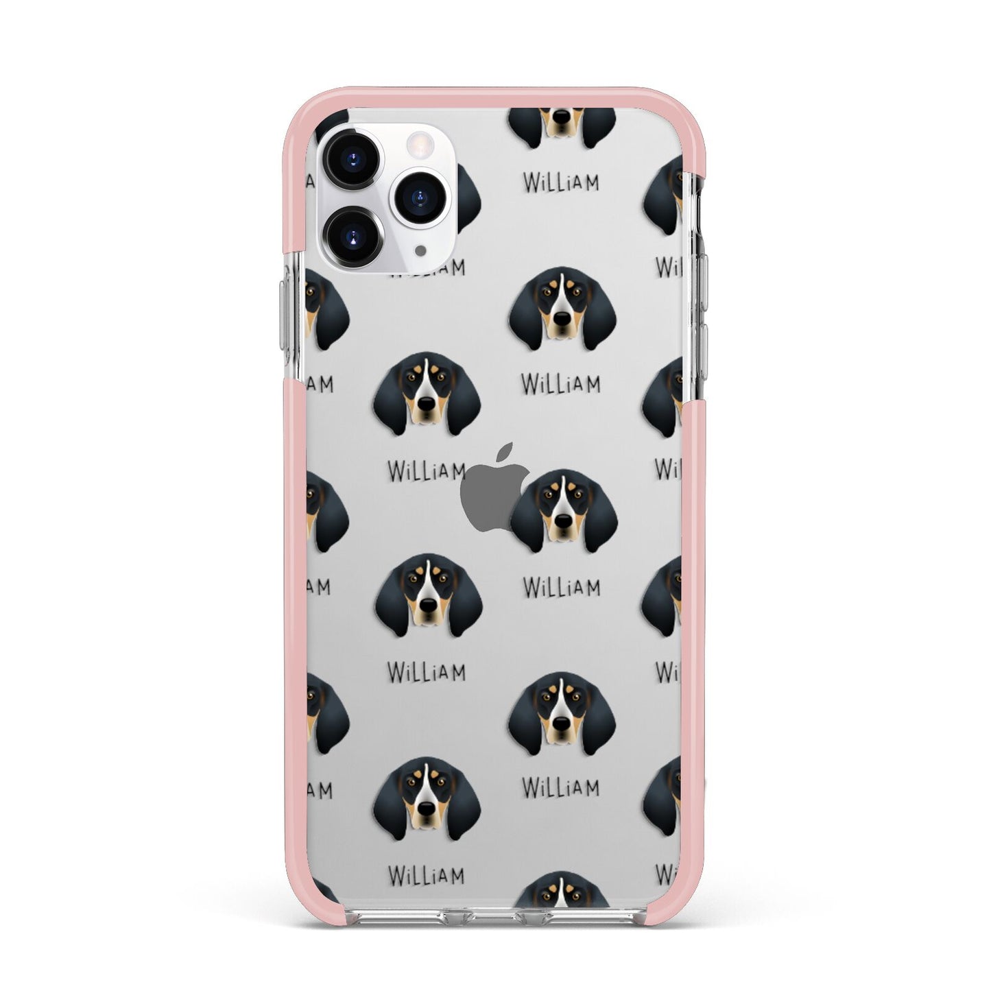 Bluetick Coonhound Icon with Name iPhone 11 Pro Max Impact Pink Edge Case