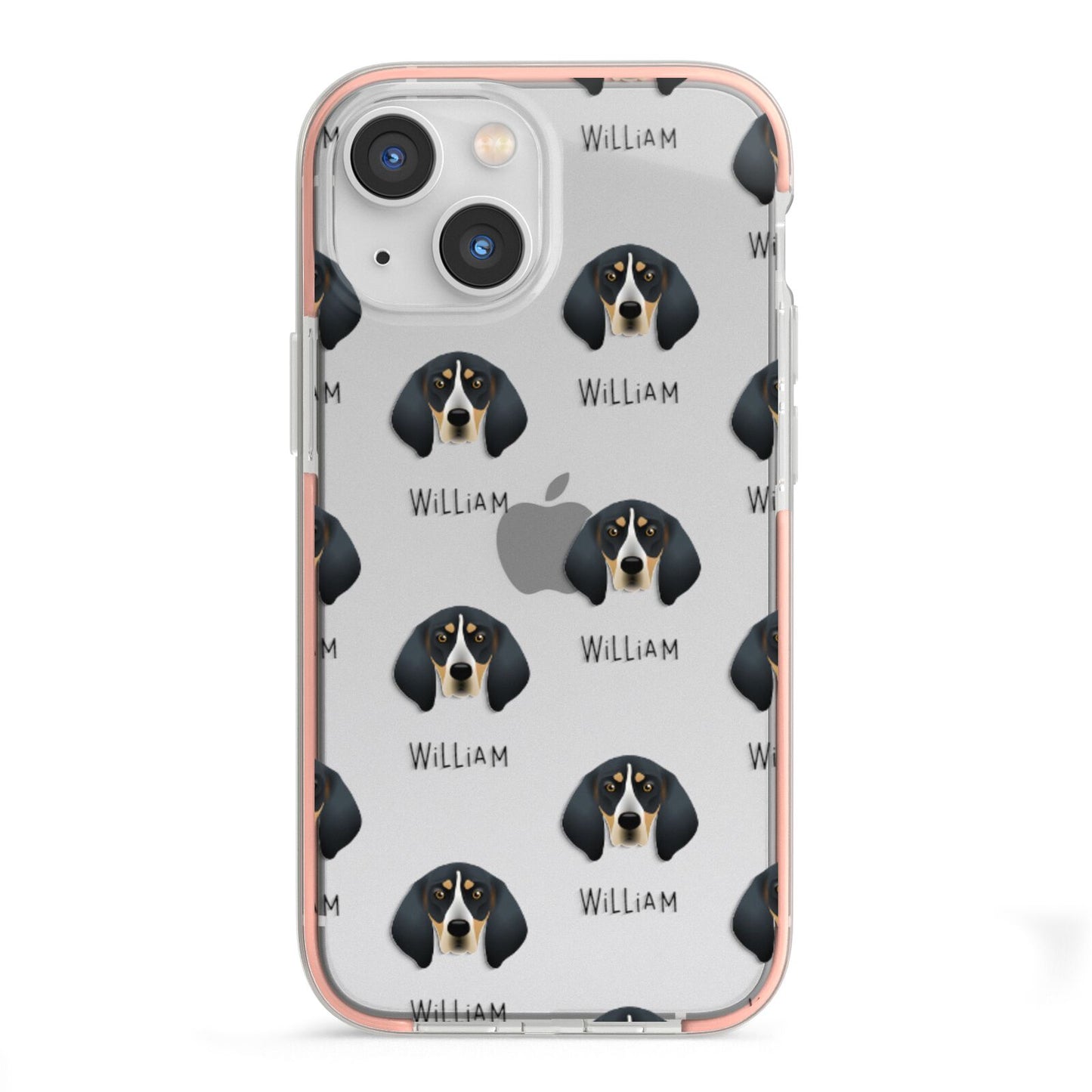 Bluetick Coonhound Icon with Name iPhone 13 Mini TPU Impact Case with Pink Edges