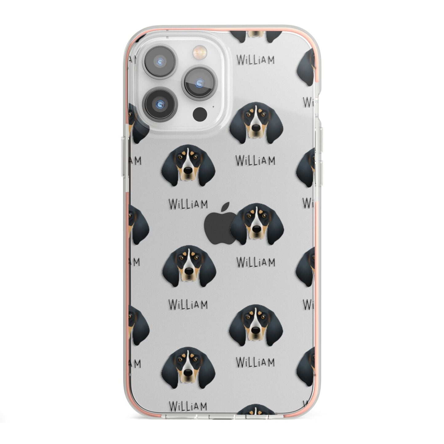 Bluetick Coonhound Icon with Name iPhone 13 Pro Max TPU Impact Case with Pink Edges