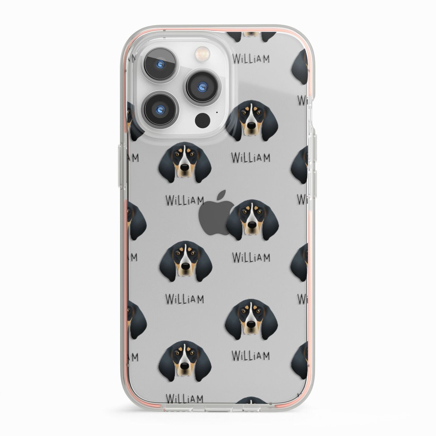 Bluetick Coonhound Icon with Name iPhone 13 Pro TPU Impact Case with Pink Edges