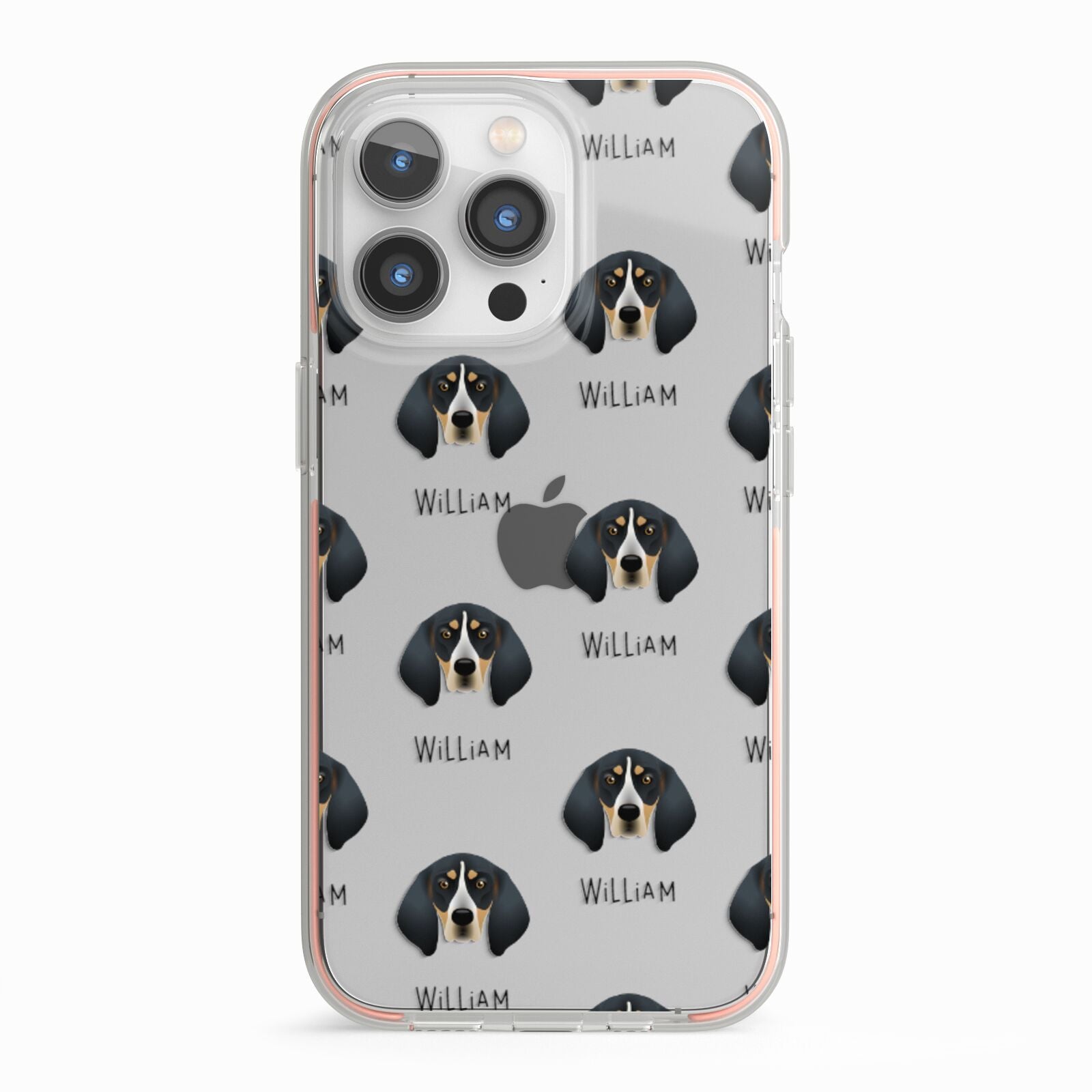 Bluetick Coonhound Icon with Name iPhone 13 Pro TPU Impact Case with Pink Edges