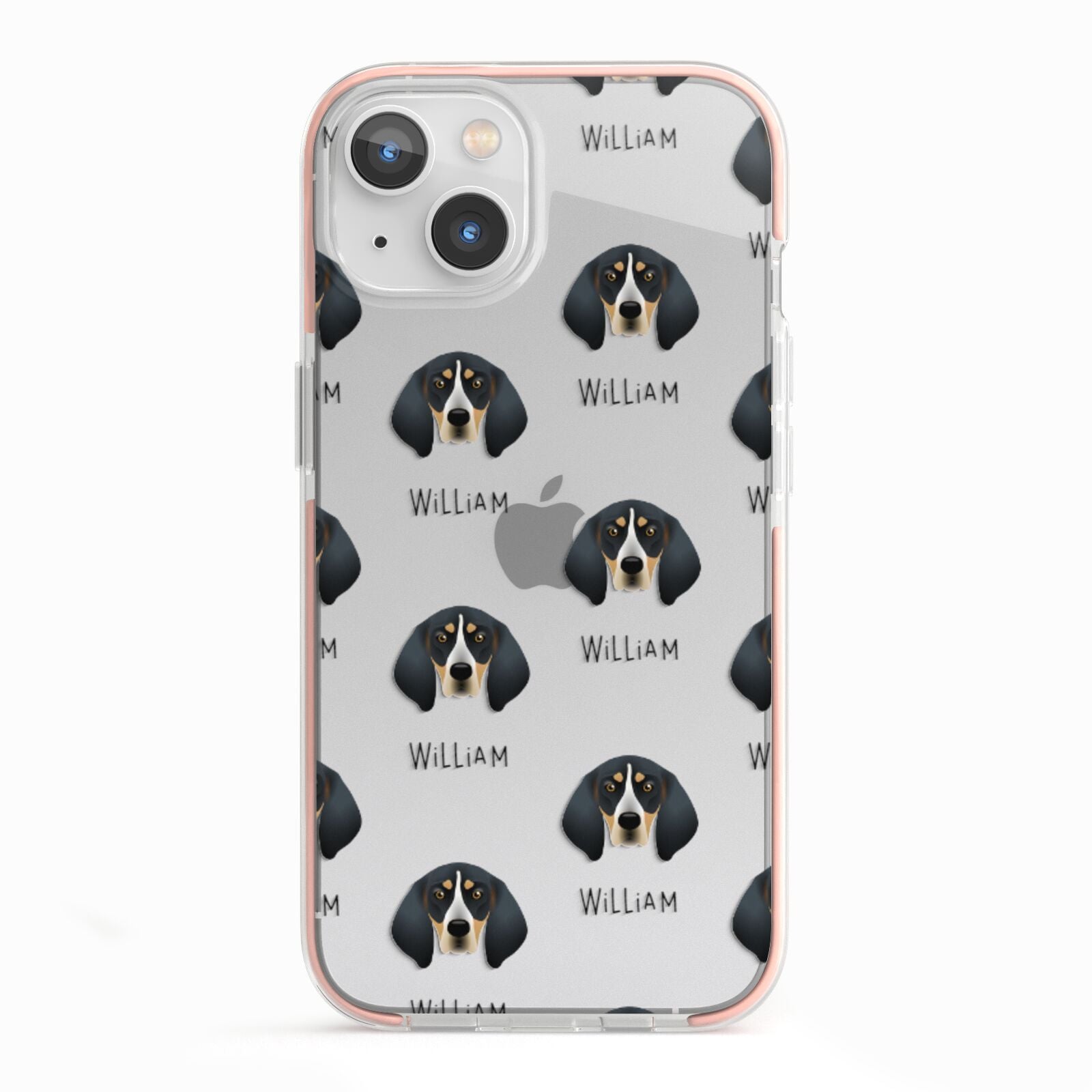 Bluetick Coonhound Icon with Name iPhone 13 TPU Impact Case with Pink Edges