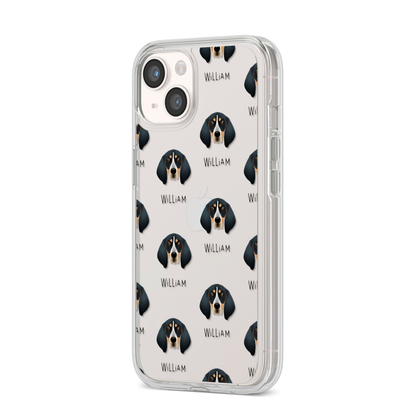 Bluetick Coonhound Icon with Name iPhone 14 Clear Tough Case Starlight Angled Image