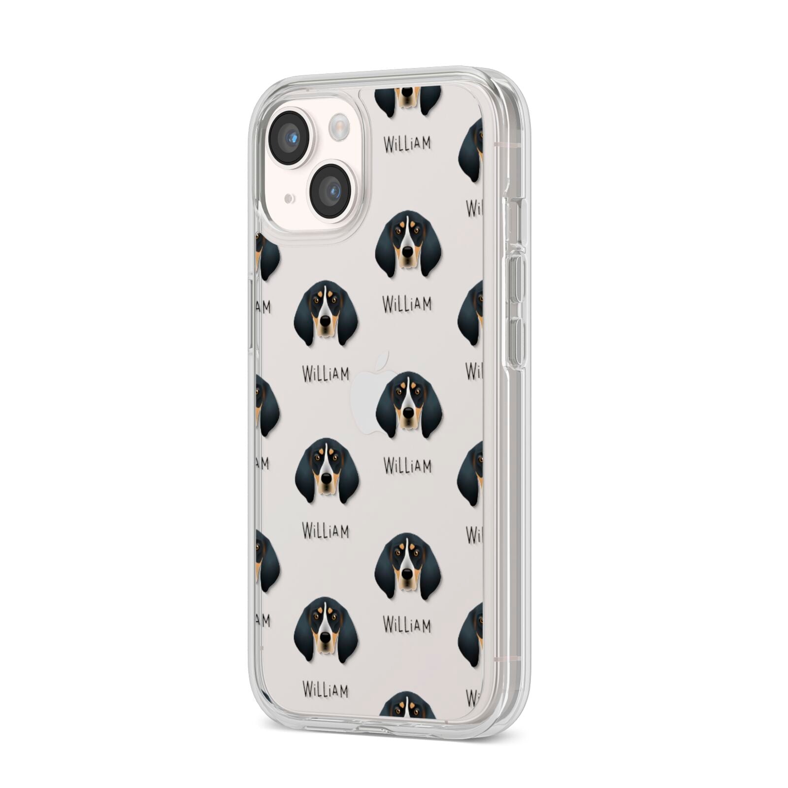 Bluetick Coonhound Icon with Name iPhone 14 Clear Tough Case Starlight Angled Image