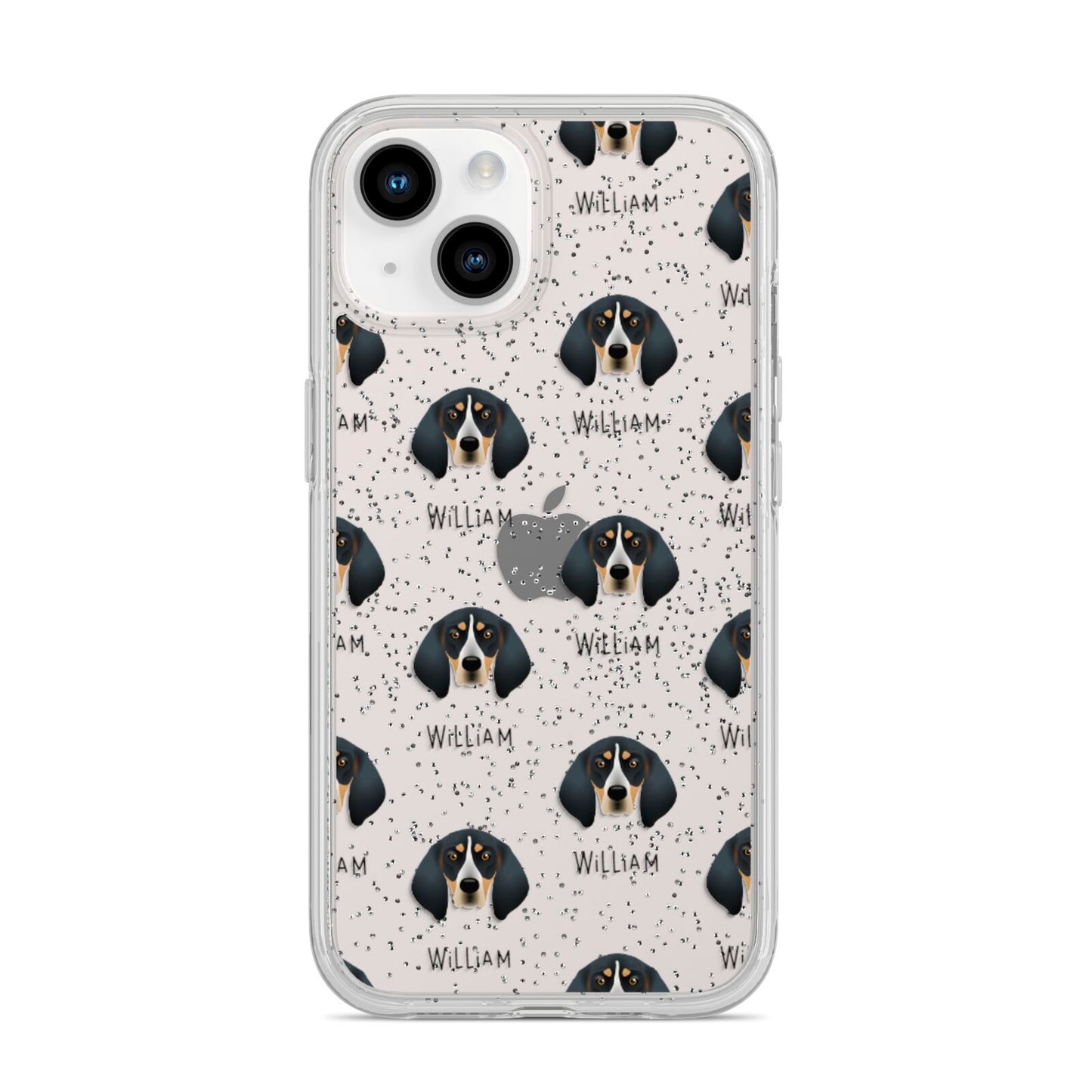 Bluetick Coonhound Icon with Name iPhone 14 Glitter Tough Case Starlight