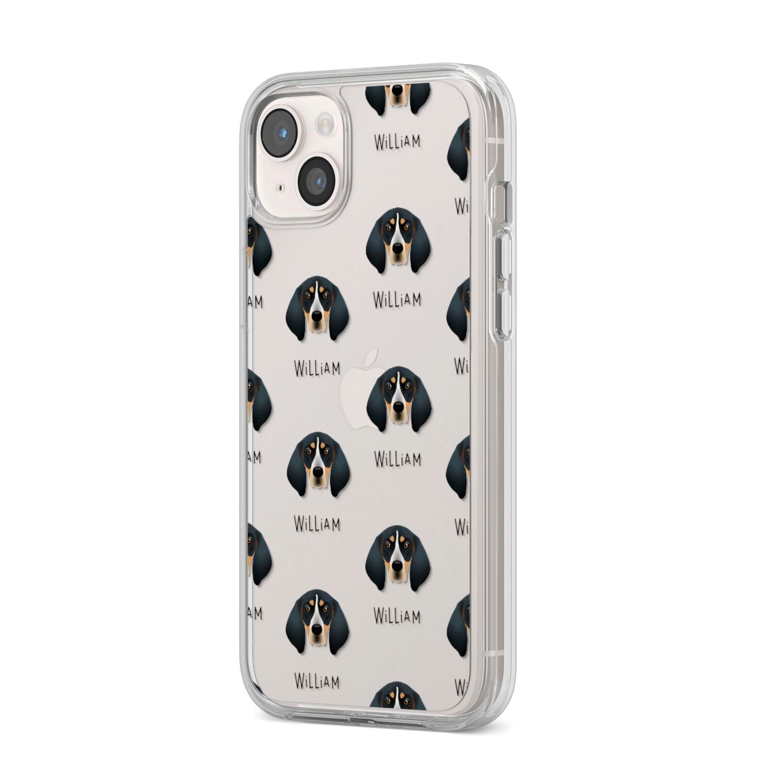 Bluetick Coonhound Icon with Name iPhone 14 Plus Clear Tough Case Starlight Angled Image