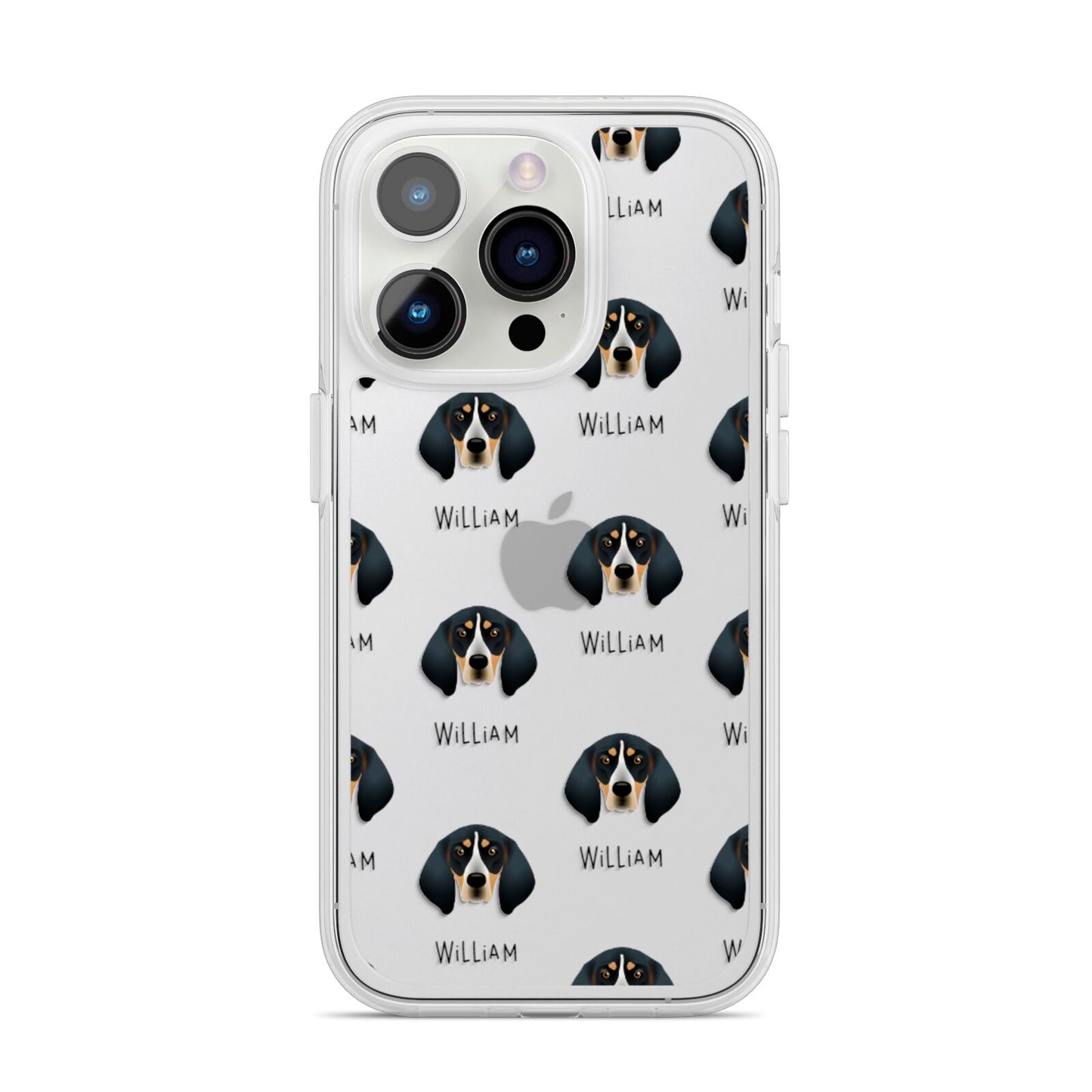 Bluetick Coonhound Icon with Name iPhone 14 Pro Clear Tough Case Silver