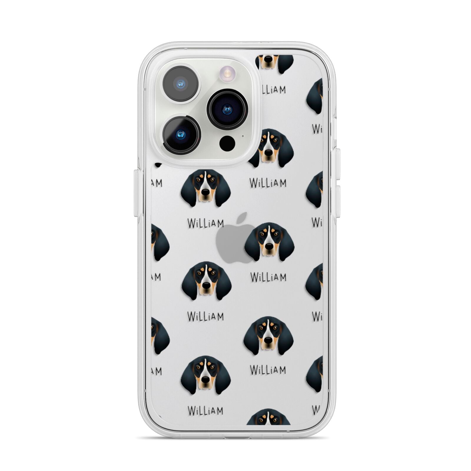 Bluetick Coonhound Icon with Name iPhone 14 Pro Clear Tough Case Silver