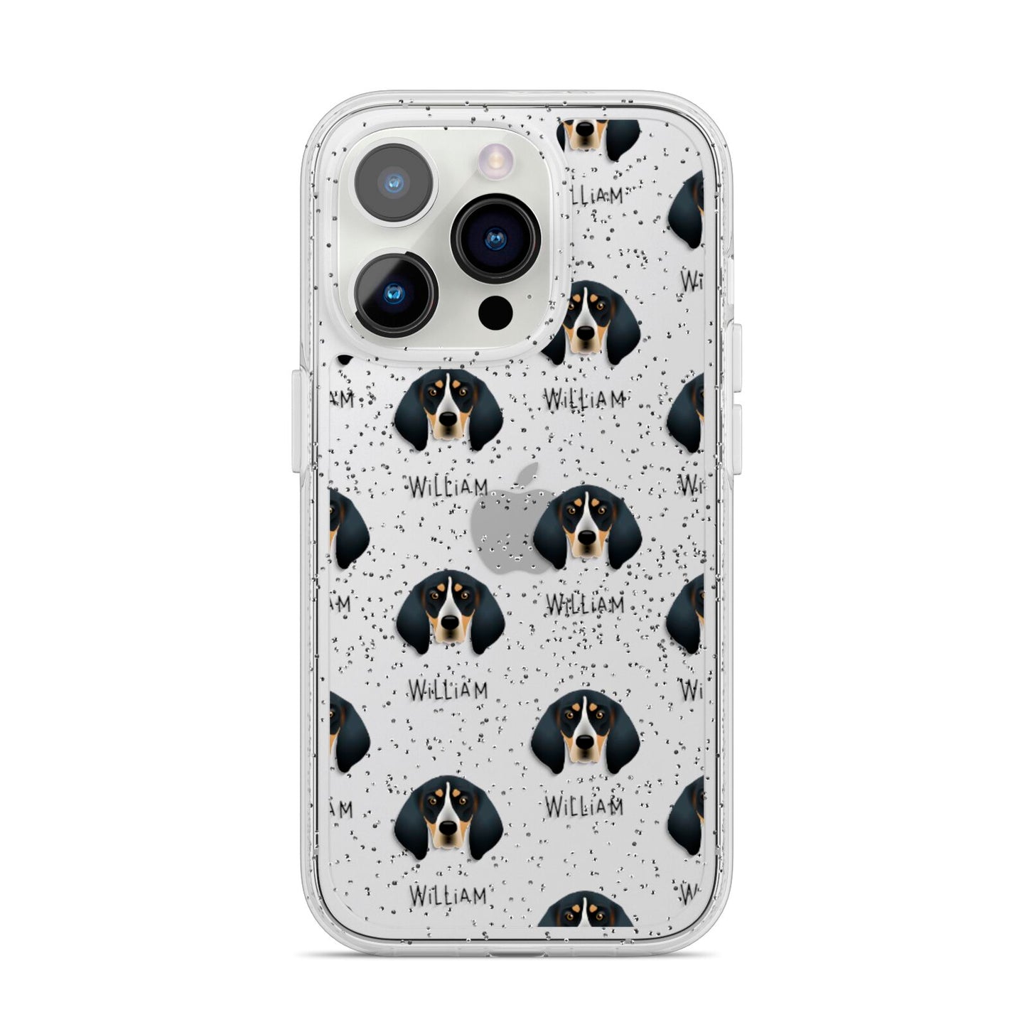 Bluetick Coonhound Icon with Name iPhone 14 Pro Glitter Tough Case Silver
