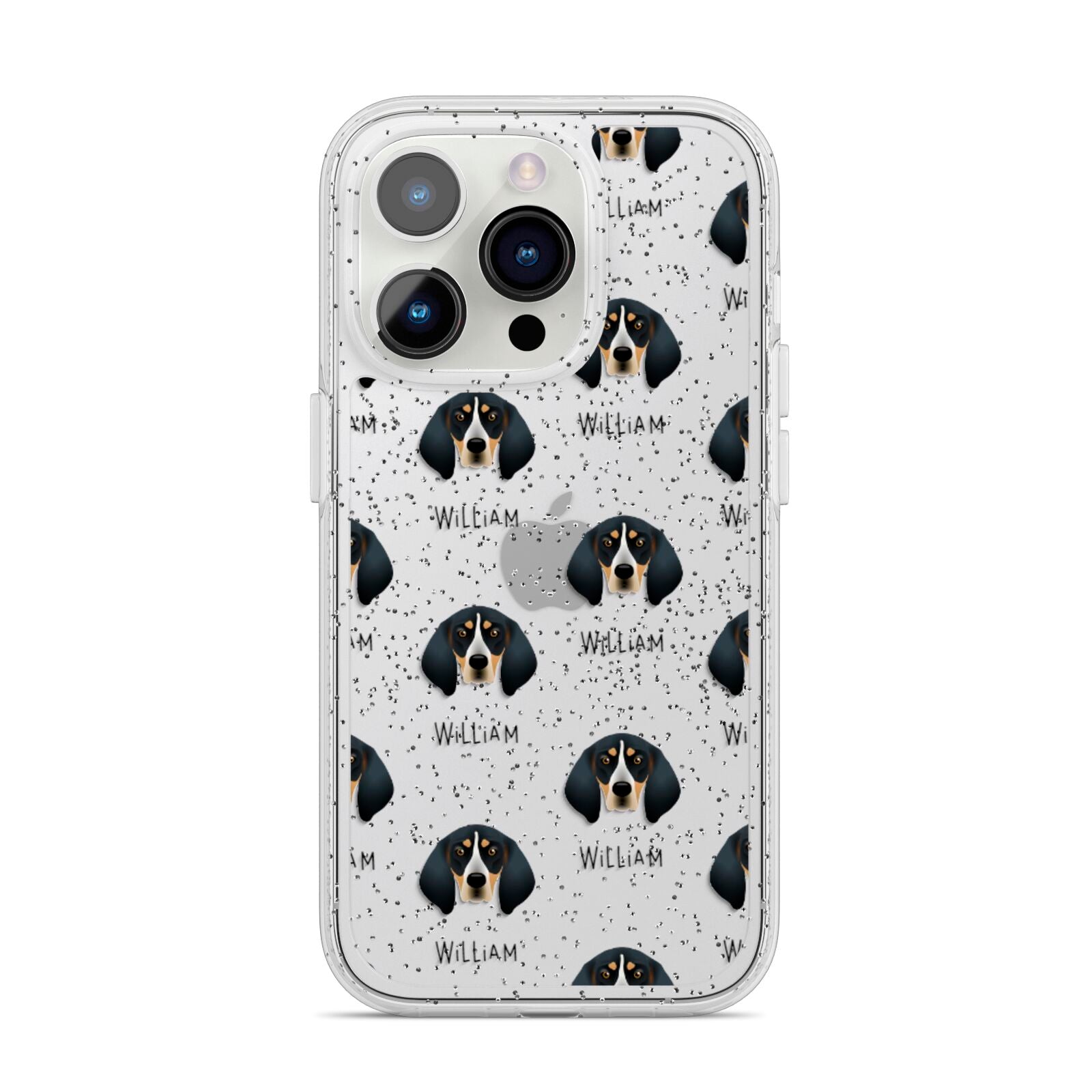 Bluetick Coonhound Icon with Name iPhone 14 Pro Glitter Tough Case Silver