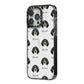 Bluetick Coonhound Icon with Name iPhone 14 Pro Max Black Impact Case Side Angle on Silver phone