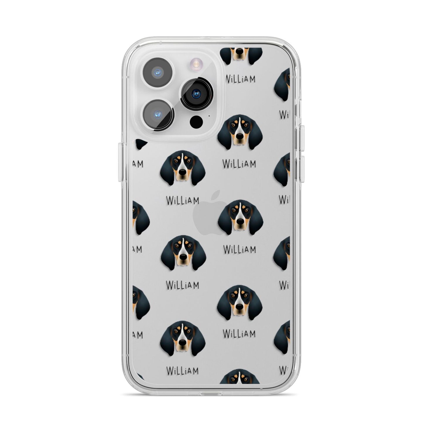Bluetick Coonhound Icon with Name iPhone 14 Pro Max Clear Tough Case Silver