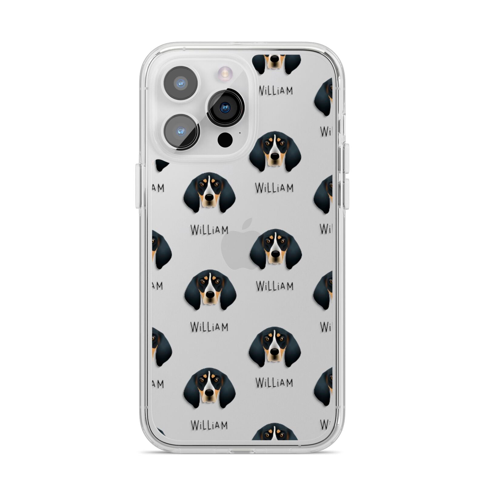 Bluetick Coonhound Icon with Name iPhone 14 Pro Max Clear Tough Case Silver