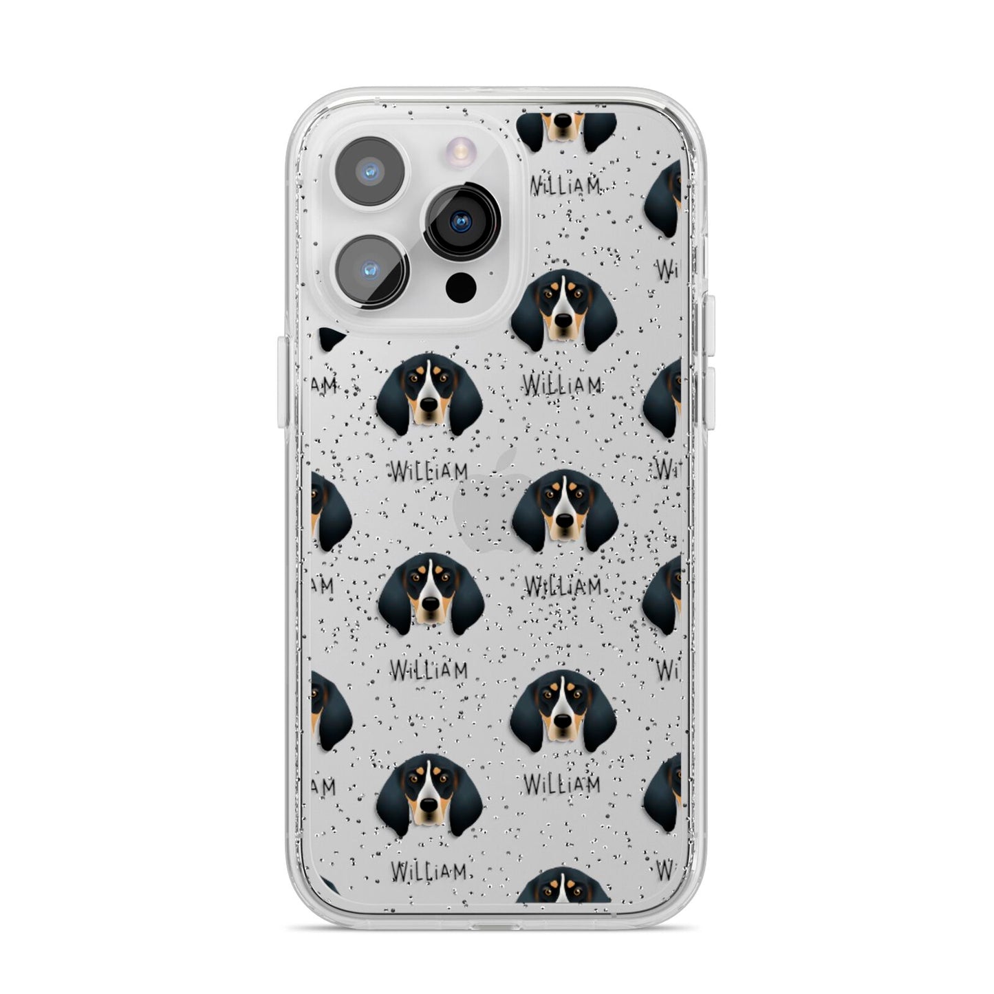 Bluetick Coonhound Icon with Name iPhone 14 Pro Max Glitter Tough Case Silver