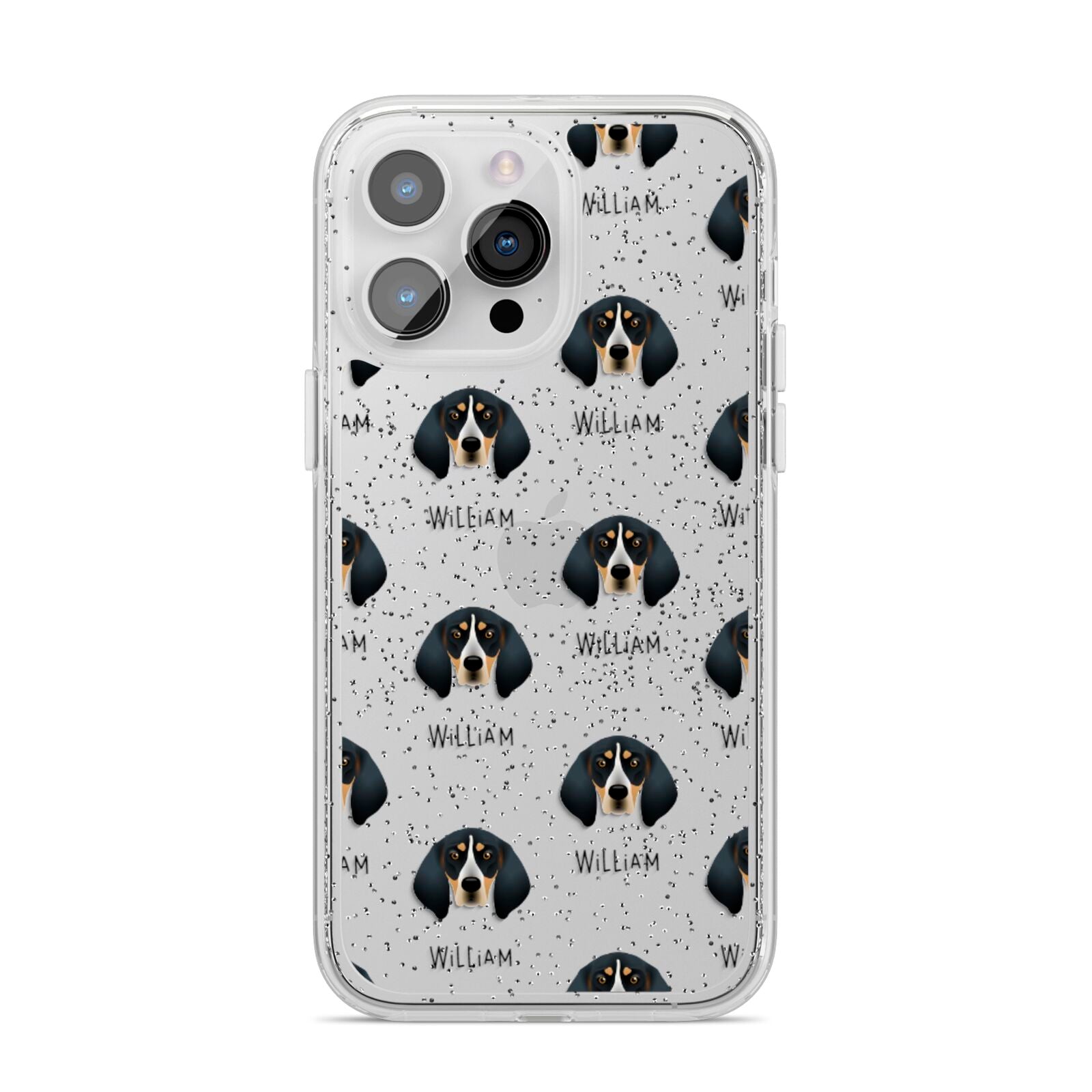 Bluetick Coonhound Icon with Name iPhone 14 Pro Max Glitter Tough Case Silver